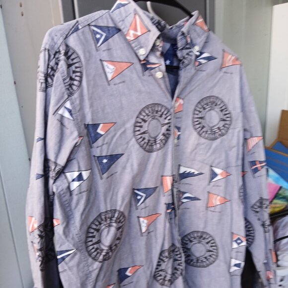 reyn spooner Other - Reyn Spooner Men's Compass /Nautical Signal Flags Print Blue Long Sleeve Shirt